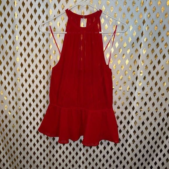 Express red sheer top backless peplum size M - Picture 1 of 5